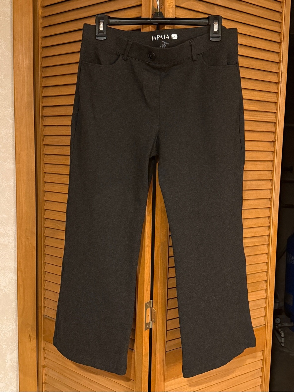 Tapata Gray Ponte Knit Dress Pants Women Straight Wide Stretch Trousers